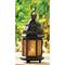10" Black Moroccan Style Hanging Candle Lantern with Etched Yellow Glass
